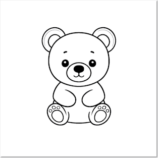 Cute Baby Bear Animal Outline Posters and Art